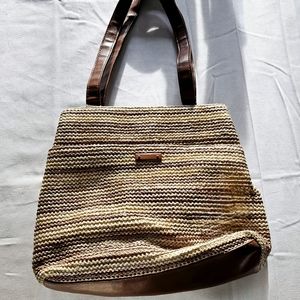 Tan Woven Shoulder Purse